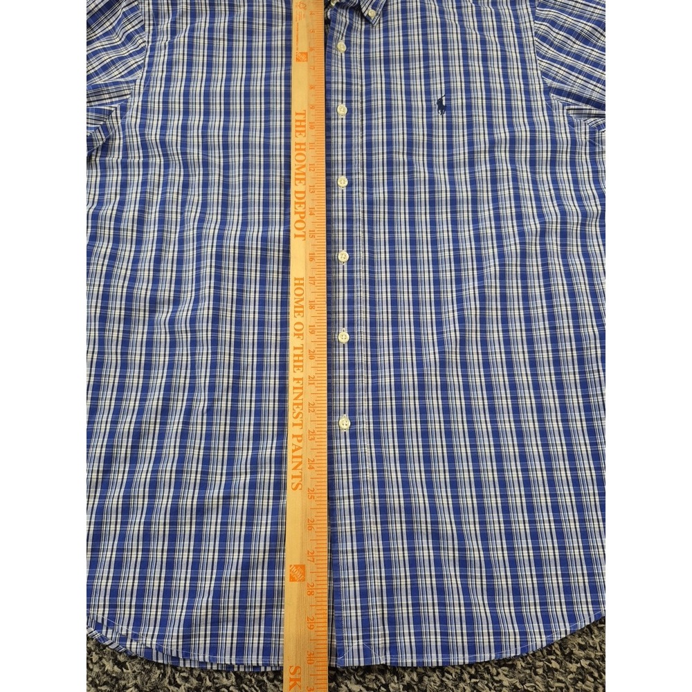 Ralph Lauren Custom Fit Button Down Shirt Mens XL Blue Plaid Long Sleeve - Picture 7 of 8